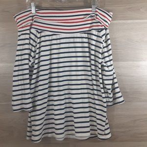 Castaluna Striped Short Sleeved Plus Sized Top